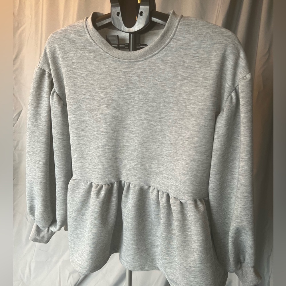 Gray Peplum Sweatshirt - Picture 3 of 6